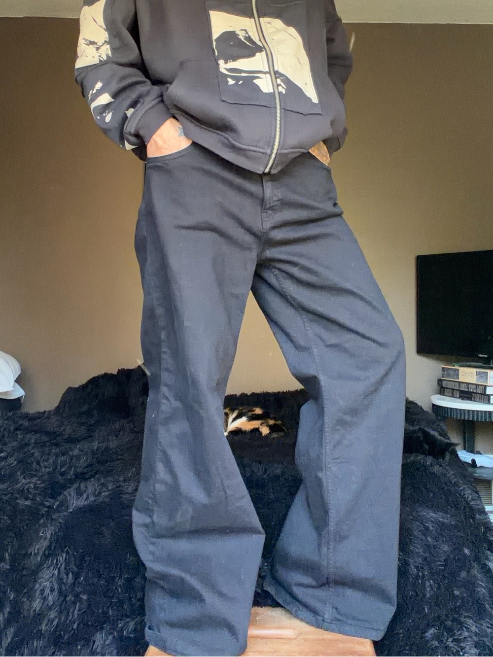 Super Baggy Black Wide Leg Jeans 32x32